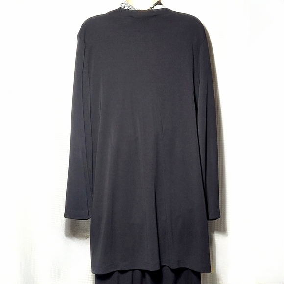 VTG JoSEPHINE CHAUS Black V-neck Long Sleeve Silky Cardigan (XL) - Picture 2 of 10